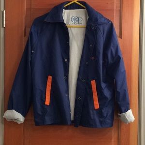 Navy blue windbreaker